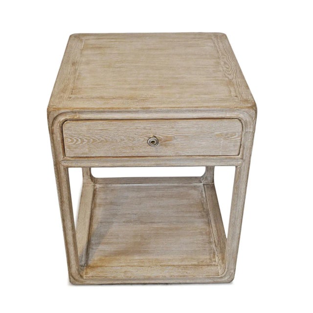 Transitional Salvaged Washed Elm Bedside Table / Nightstand For Sale - Image 3 of 8