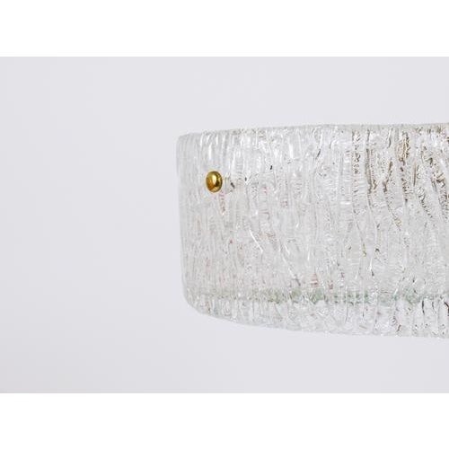 Metal Round Textured Glass Ring and Brass Pendant Lamp by J. T. Kalmar for Kalmar, 1950s For Sale - Image 7 of 15