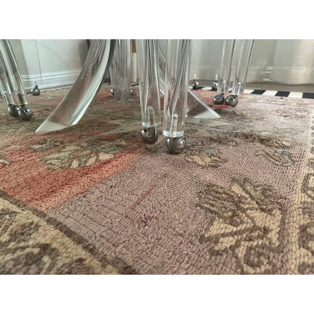 Hollywood Regency Vintage Lucite and Glass Dining Table Set (Charles Hollis Jones Style) For Sale - Image 3 of 10