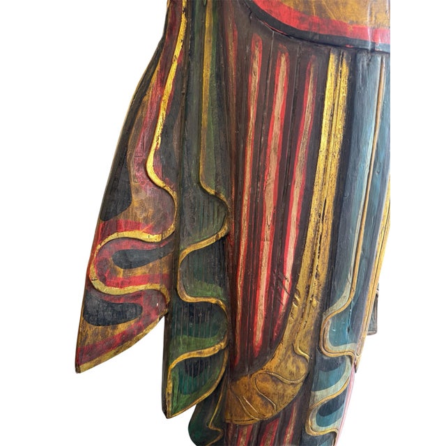 18th Century 18th Century Tall Hand Carved Burmese Wood Buddha Sculpture For Sale - Image 5 of 10