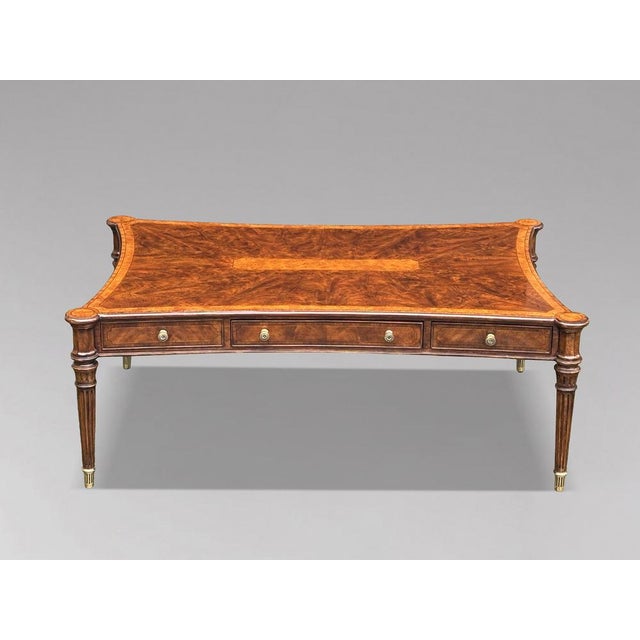 A Late 20th Century Large Walnut Inlaid Coffee Table by Brights of Nettlebed An elegant late 20th century large...