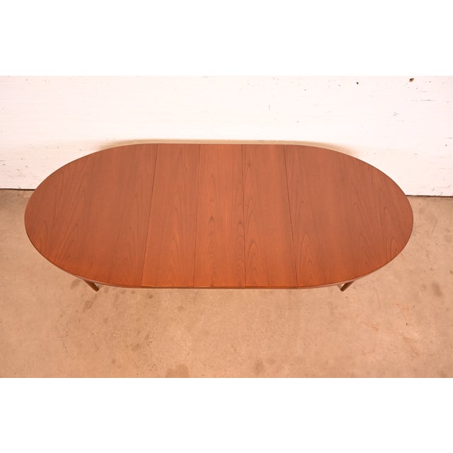1960s Johannes Anderson Style Danish Modern Teak Extension Dining Table, Newly Refinished For Sale - Image 5 of 14