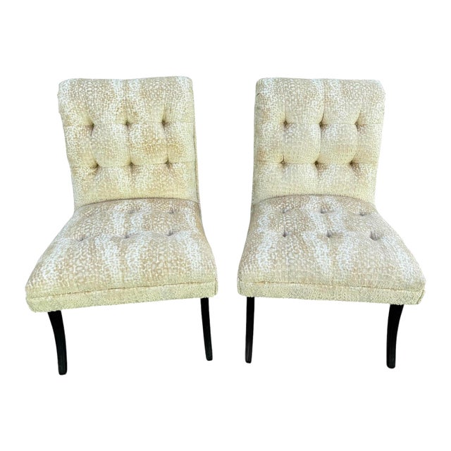 1940s Velvet Klismos Slipper Chairs - A Pair New Upholstery For Sale