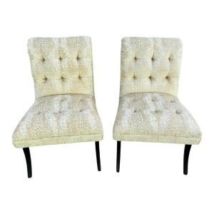 1940s Velvet Klismos Slipper Chairs - A Pair New Upholstery