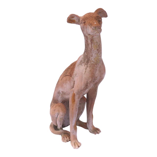 A Vintage Life Size Ceramic Dog Statue Weathered Patina C1970 Indoor