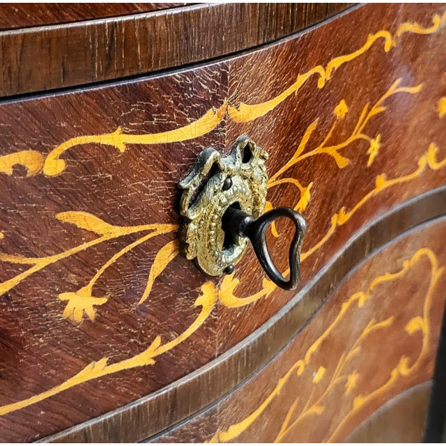 Antique French Louis XV Style Bronze & Inlaid Verde Marble Top Nighstand Chest For Sale - Image 13 of 14