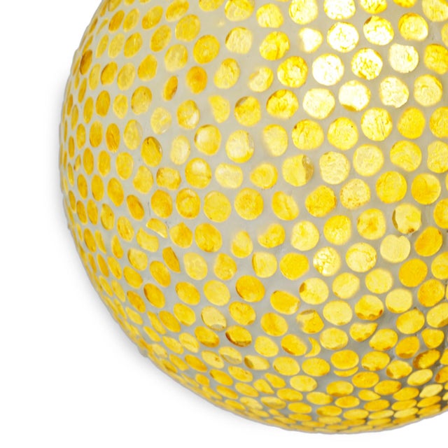Vintage Yellow Mosaic Boho Indian Globe Pendant Light Small For Sale - Image 4 of 6