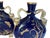 Pair Antique Grainger Attributed Cobalt Blue Porcelain Moon Pilgrim Flasks Snake Handles Gilt Vases&nbsp; Made in England...