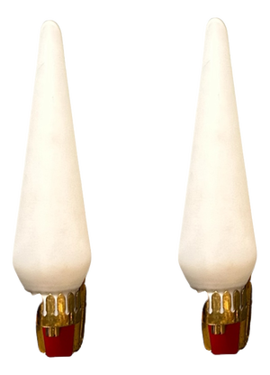 Opaline Glass and Brass Sconces, 1950s, Set of 2