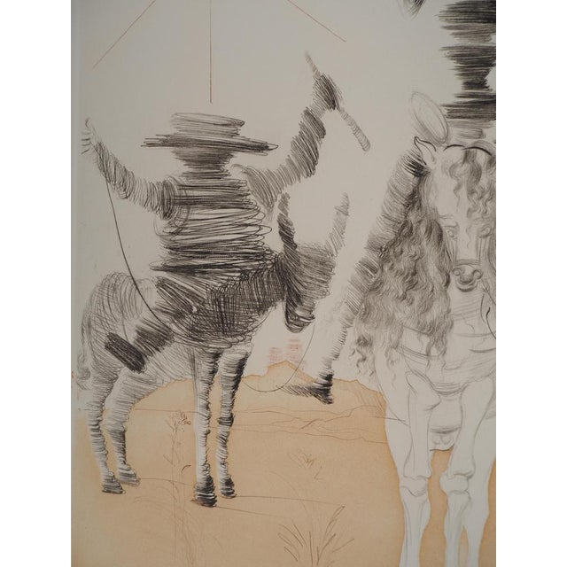 Salvador Dali, Don Quixote and Sancho Panza, Original Etching For Sale - Image 6 of 12