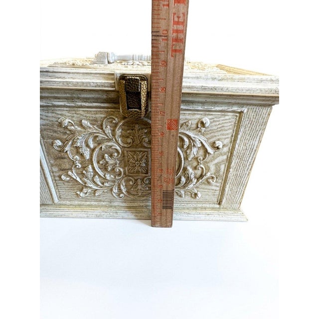 1970s Max Klein Vintage Sewing Box Ornate Plastic Faux Wood Design 1970s For Sale - Image 5 of 6