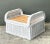 White Vintage Braided White Rattan Ottoman For Sale - Image 8 of 12