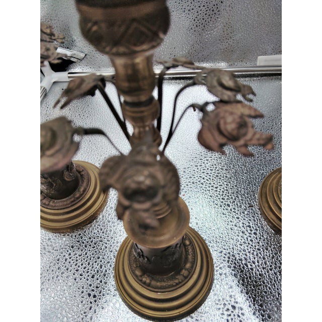 Antique Bronze Candleholders For Sale In Houston - Image 6 of 10
