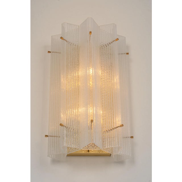 Huge Triangular Frosted Glass Wall Sconces from Limburg, Germany, 1960s, Set of 2 For Sale - Image 12 of 14