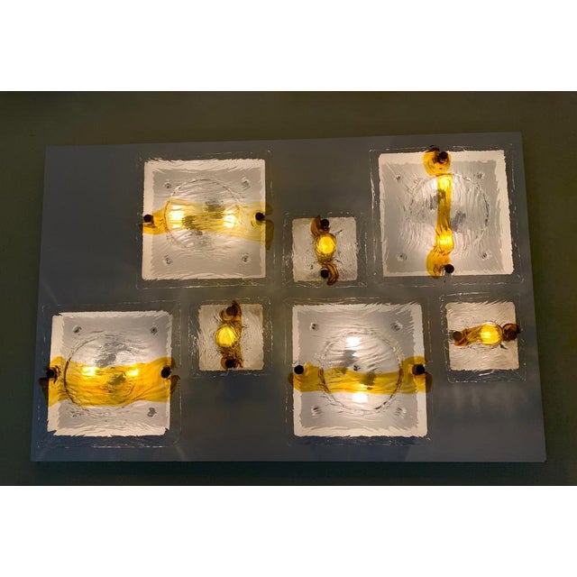 Single panel consisting of 7 vene appliques Venini Model - Quilt - Design Venini Ditta Venini n 825.01 and n 825.02 Murano...