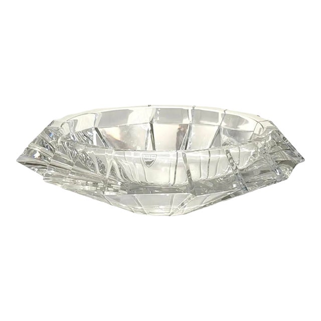 Modern Orrefors Sweden Faceted Cut Crystal 11” Centerpiece Bowl - Signed For Sale