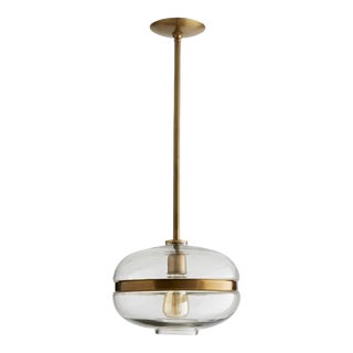 Arteriors Modern Antique Brass Finished and Glass Garrison Pendant Light For Sale