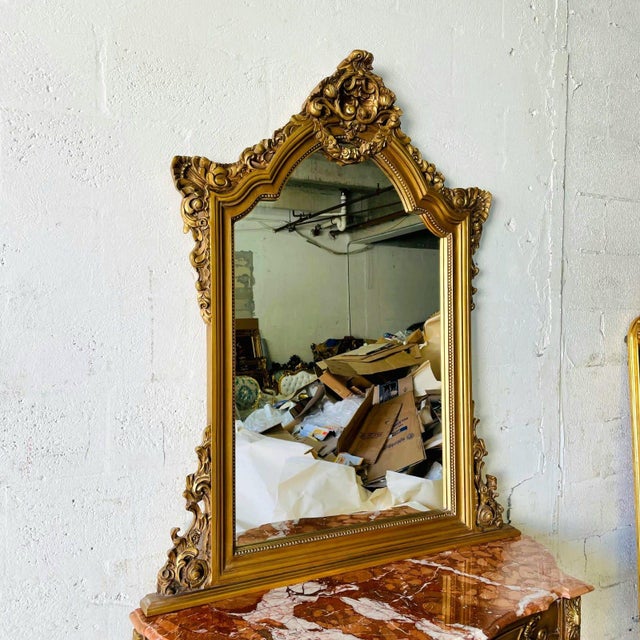 Elevate your interior with this grand gold vanity set, a striking combination of refined elegance and timeless French-...