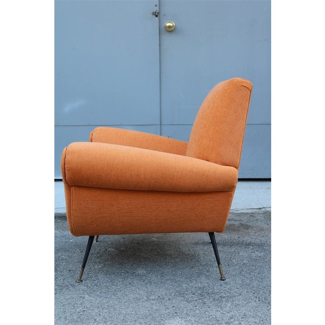 Mid-Century Modern Armchair Velvet Orange by Gigi Radice for Minotti Italia, 1950s For Sale - Image 3 of 14