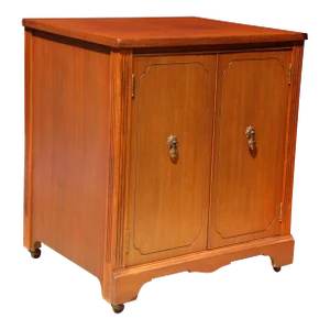 Vintage Mahogany Federal Style Dry Bar Cabinet Rolling Liquor Cart