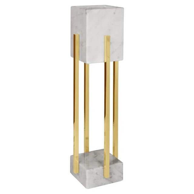 Looshaus Carrara Marble and Brass Table Lamp by Insidherland For Sale - Image 6 of 6