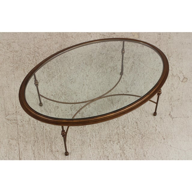 Oval Glass Top Decorator Coffee Cocktail Table For Sale In Philadelphia - Image 6 of 15