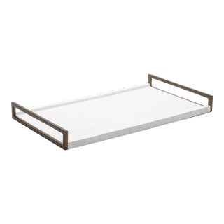 Rectangular Tray in White Shagreen With Bronze Patina Brass by R&y Augousti For Sale