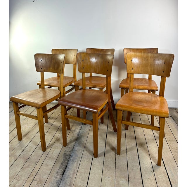 Vintage Bistro Chairs in Wood from Thonet, 1960s, Set of 6 For Sale - Image 12 of 12