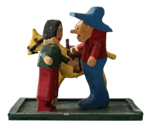 Vintage Folk Art Western Cowboy Scene