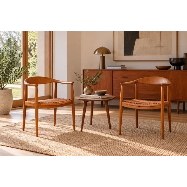 Hans Wegner–Early JH-501 Teak & Cane Armchairs for Johannes Hansen–Danish Modern–a Pair Specifications Designer: Hans...