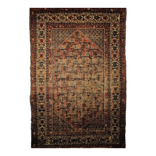 Antique Persian Malayer Rug, Hand-Knotted Wool, Geometric Pattern, 5x7, Blue & Rust-Red For Sale