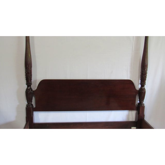 Thomasville 1980s Thomasville Designer Cherry Poster Bed Rice Queen Size Carved For Sale - Image 4 of 6