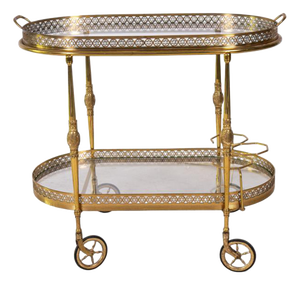 Vintage Brass and Glass Bar Cart, 1950s