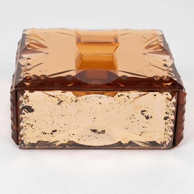 Pink Peach Mirrored Glass Decorative Box, France 1940s For Sale - Image 10 of 11