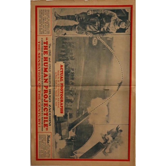 1920s 1929 American Circus Advertisement, Ringling Bros, Barnum Bailey Circus Courriers - The Human Projectile For Sale - Image 5 of 5