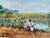 Original vintage Florida landscape painting by Florida artist Carolton Barron, featuring a peaceful marsh scene with a...