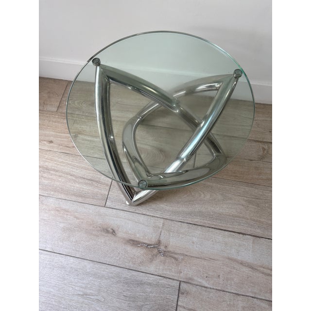 1980s Chrome and Glass Drinks Table For Sale - Image 4 of 10