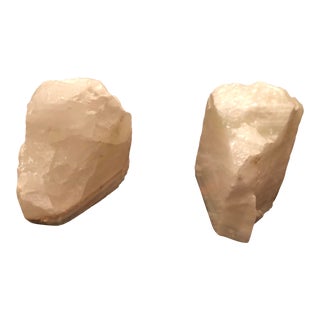 Natural Cut White Onyx Bookends - a Pair For Sale