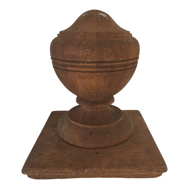 Antique Walnut Banister Turned Top Ornament Or Newel Post Top