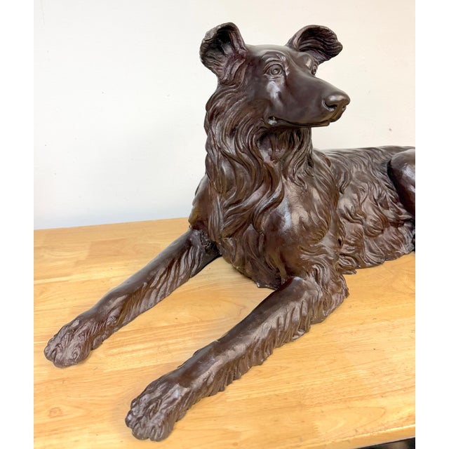 Large Life-Size Bronze Reclining Deerhound / Borzoi-Type Sculpture, 20th C Italy For Sale - Image 17 of 18