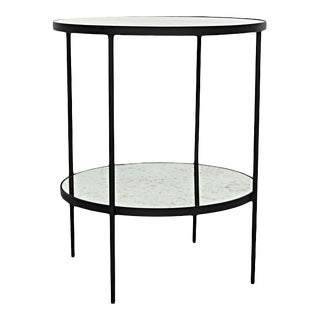 NOIR Anna Side Table in Black Metal with Antique Glass For Sale