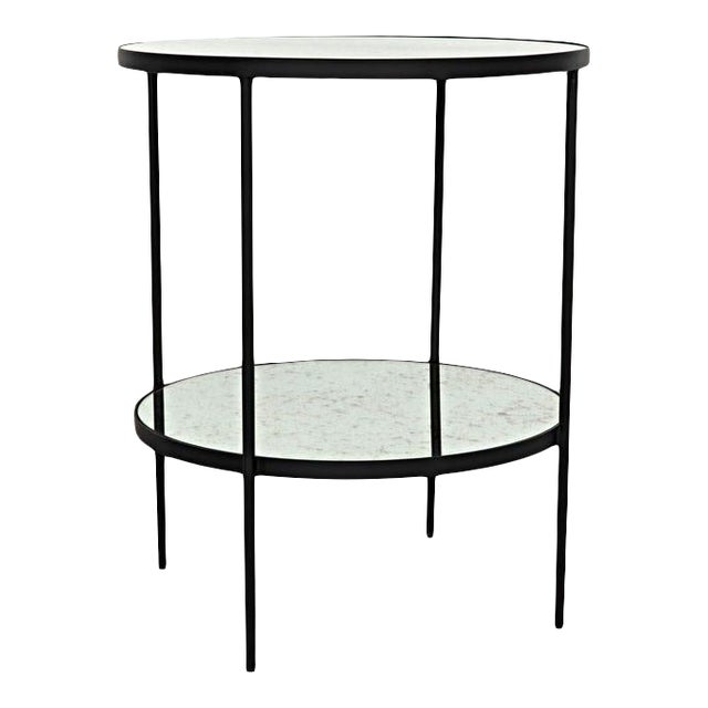 NOIR Anna Side Table in Black Metal with Antique Glass For Sale