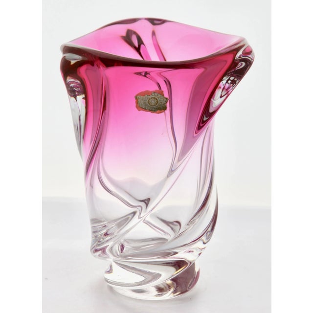 Val Saint Lambert vase, with the label shown in various factory catalogues, 1950s. Beautiful Val Saint Lambert circular...