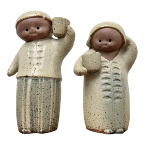 Mid 20th Century Uctci Boy and Girl Figurines- a Pair