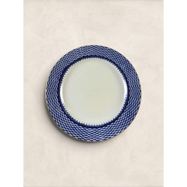 Antique English Royal Croydon 'Cromer' Blue Transferware Side Plates Royal Croydon's 'Cromer' pattern captures everything...