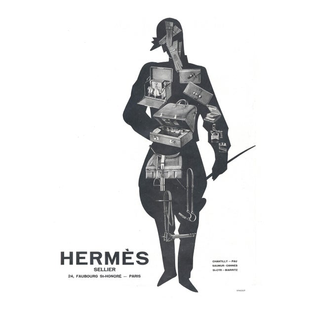 1928 French Art Deco Hermes Advertisemnt Print for the Horse Rider For Sale