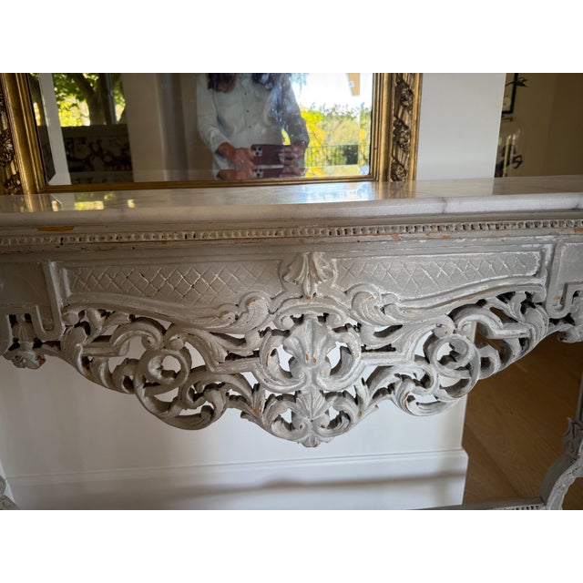 French Antique French Console Table With Marple Top For Sale - Image 3 of 8