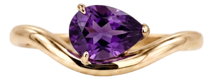 Dainty Amethyst Solitaire Ring | Curved Band Purple Gemstone Ring | Romantic Anniversary Gift Us 7