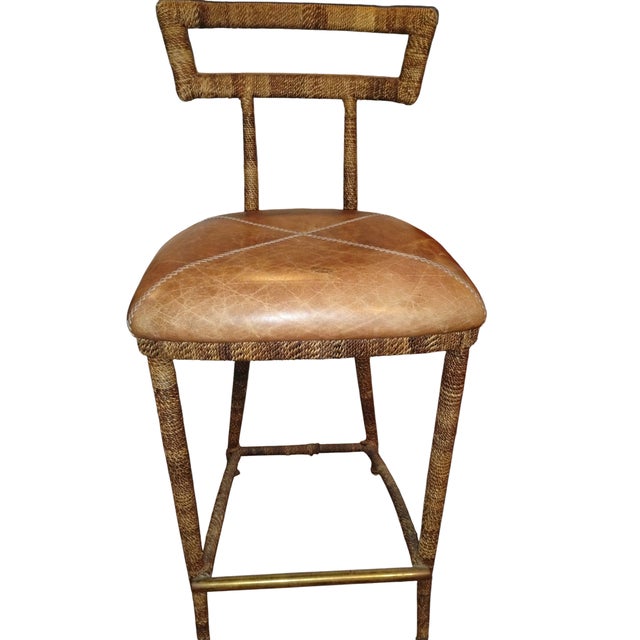 Elevate Your Home Bar or Kitchen Island With This Stunning Pair of Maitland-Smith Campaign-Style Bar Stools. For Sale - Image 11 of 11