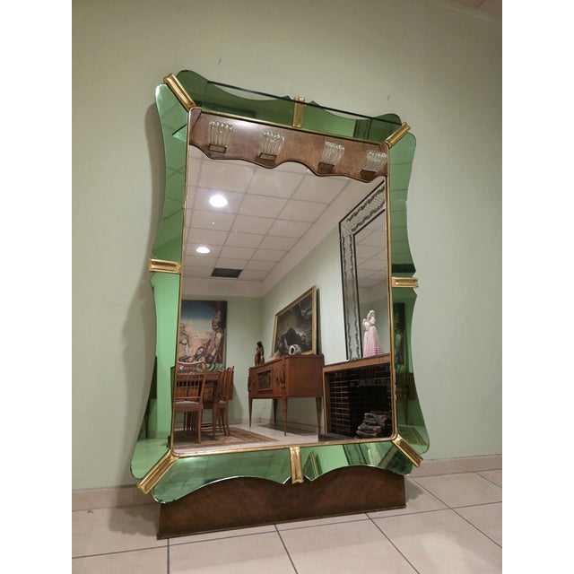 Large mirror with coat rack attributed to Luigi Fontana for Fontana Arte, 1940s. Extremely rare entrance mirror with coat...
